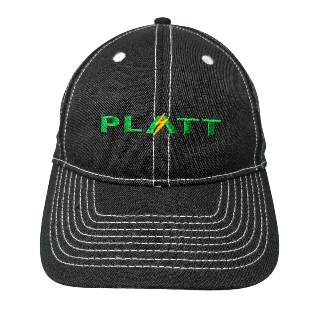 PLATT Slideback Hat Black One Size Adjustable Embroidered 6 Panel Polyester